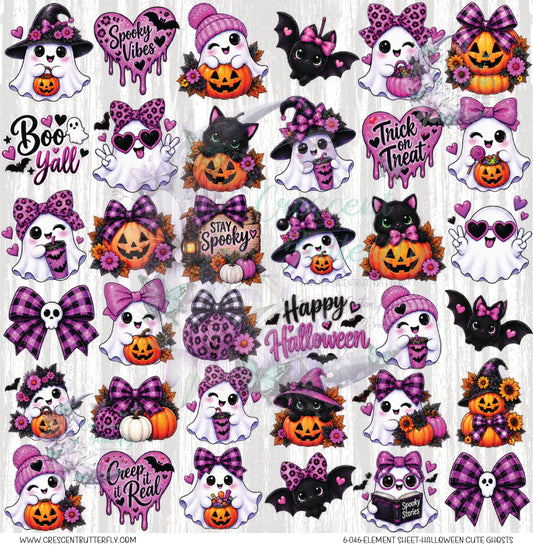 6-046-Element Sheet-Halloween Cute Ghosts UV DTF