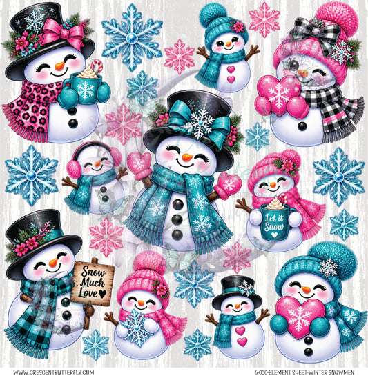 6-050-Element Sheet-Winter Snowmen UV DTF