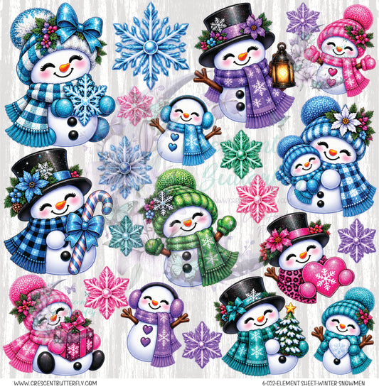 6-052-Element Sheet-Winter Snowmen UV DTF