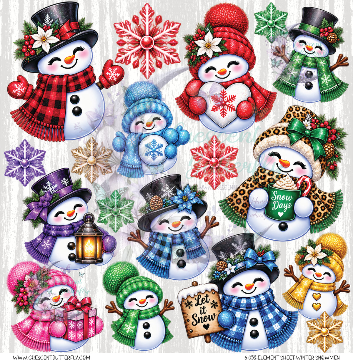 6-053-Element Sheet-Winter Snowmen UV DTF