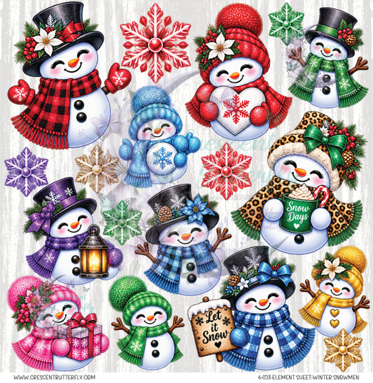 6-053-Element Sheet-Winter Snowmen UV DTF