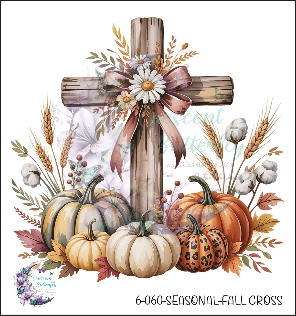 6-060-Seasonal-Fall Cross UV DTF Decal