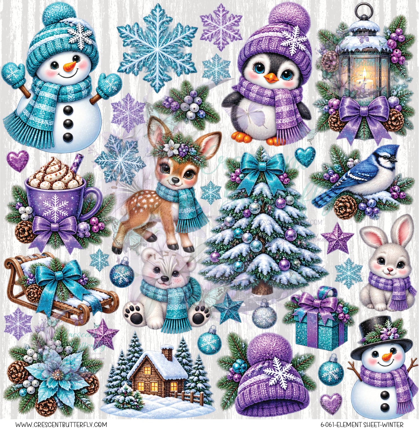 6-061-Element Sheet-Winter UV DTF