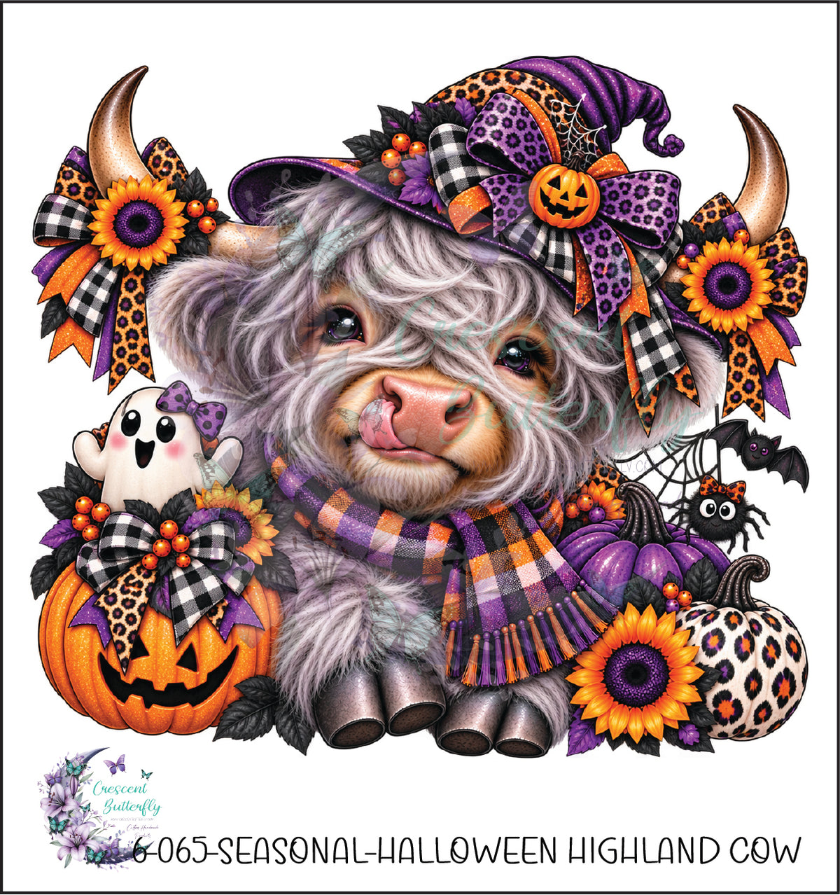 6-065-Seasonal-Halloween Highland Cow UV DTF Decal