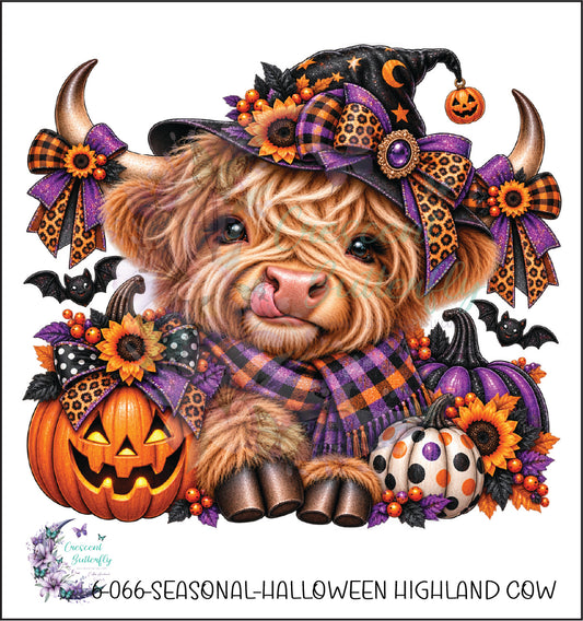 6-066-Seasonal-Halloween Highland Cow UV DTF Decal