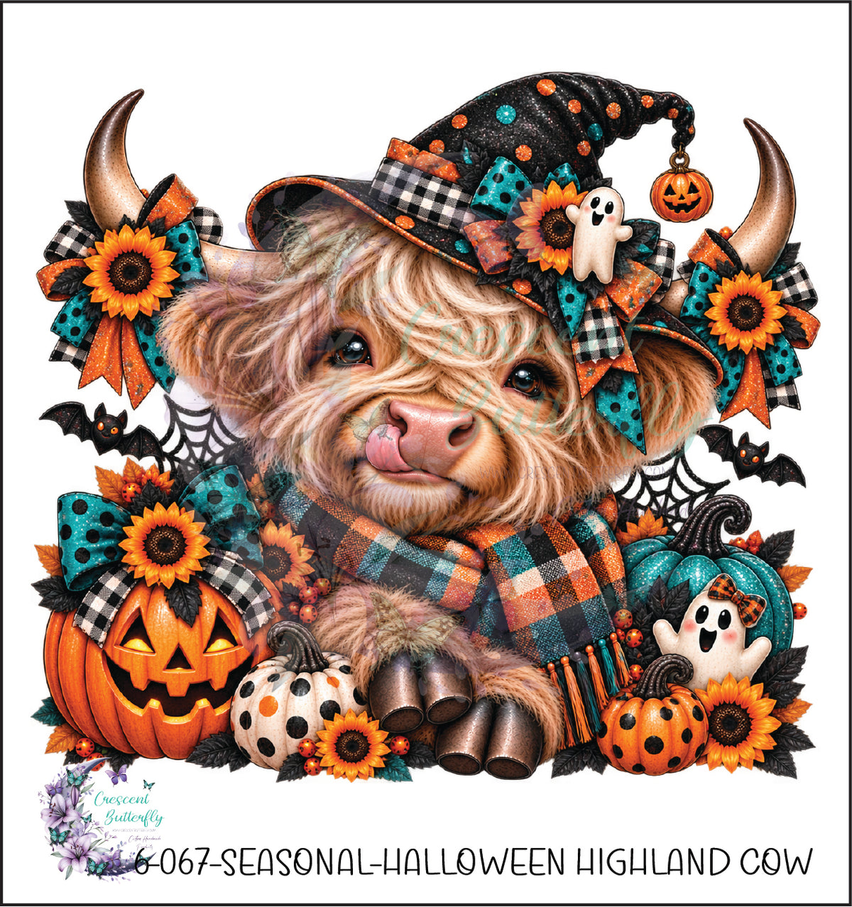 6-067-Seasonal-Halloween Highland Cow UV DTF Decal