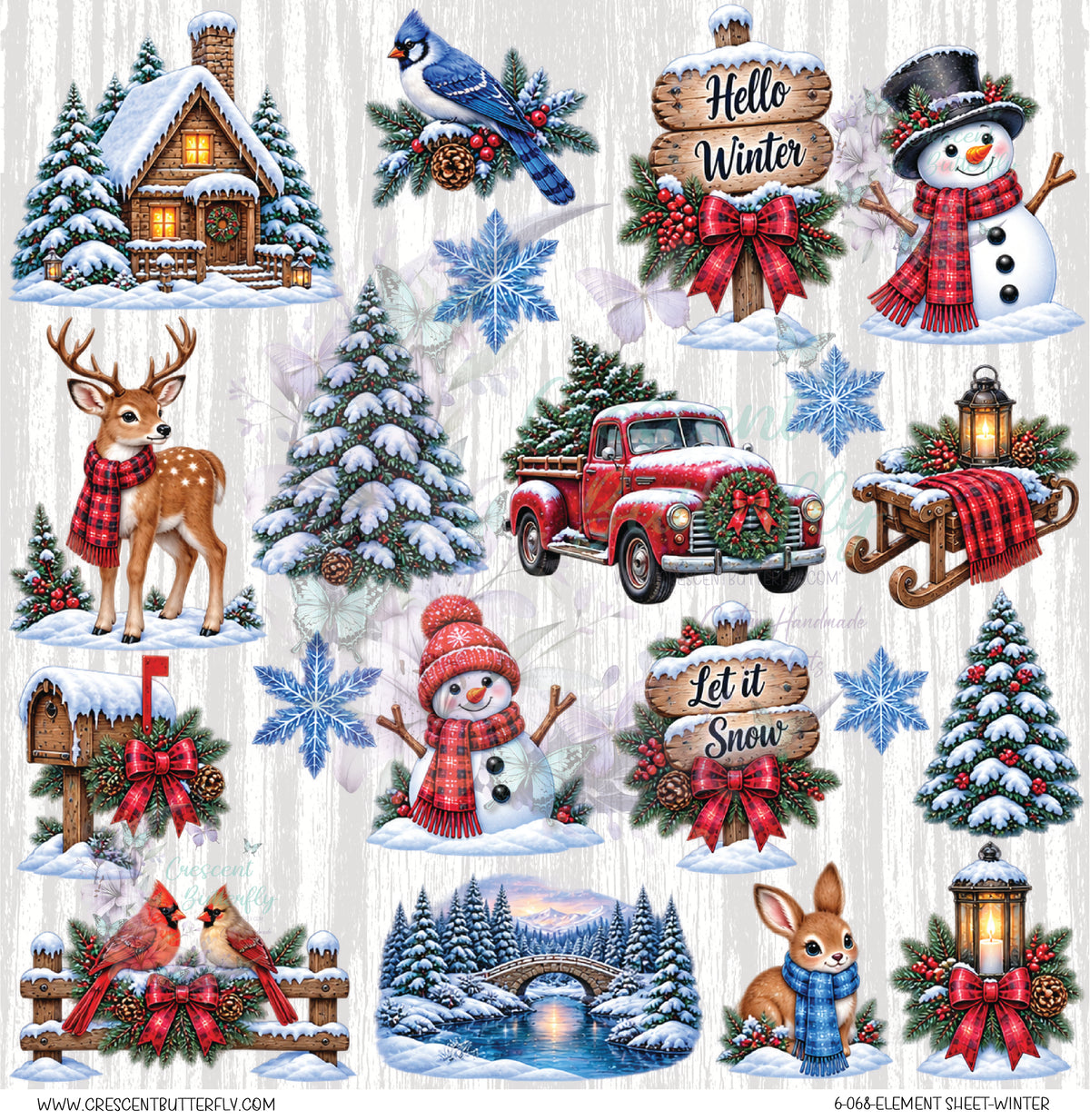 6-068-Element Sheet-Winter UV DTF
