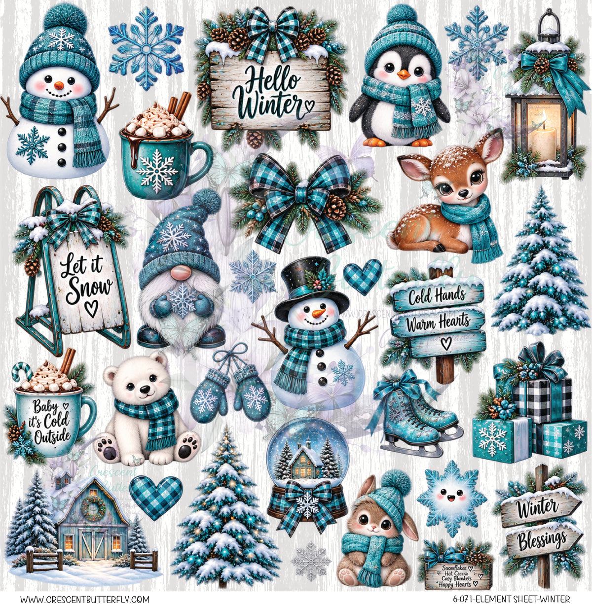 6-071-Element Sheet-Winter UV DTF