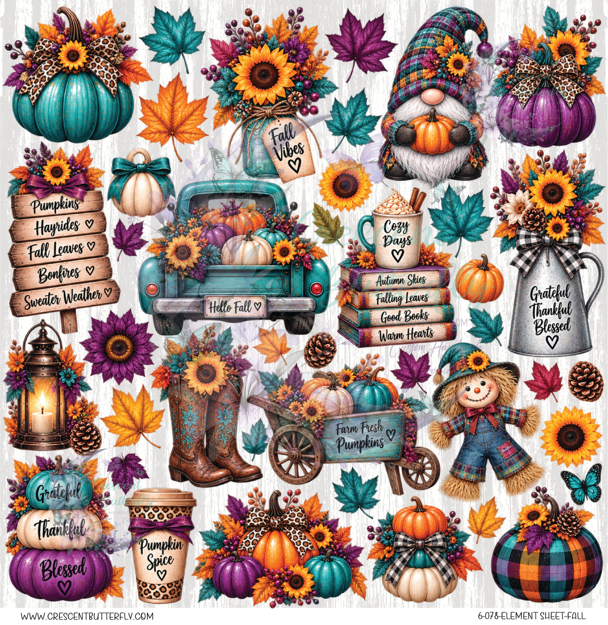 6-078-Element Sheet-Fall UV DTF