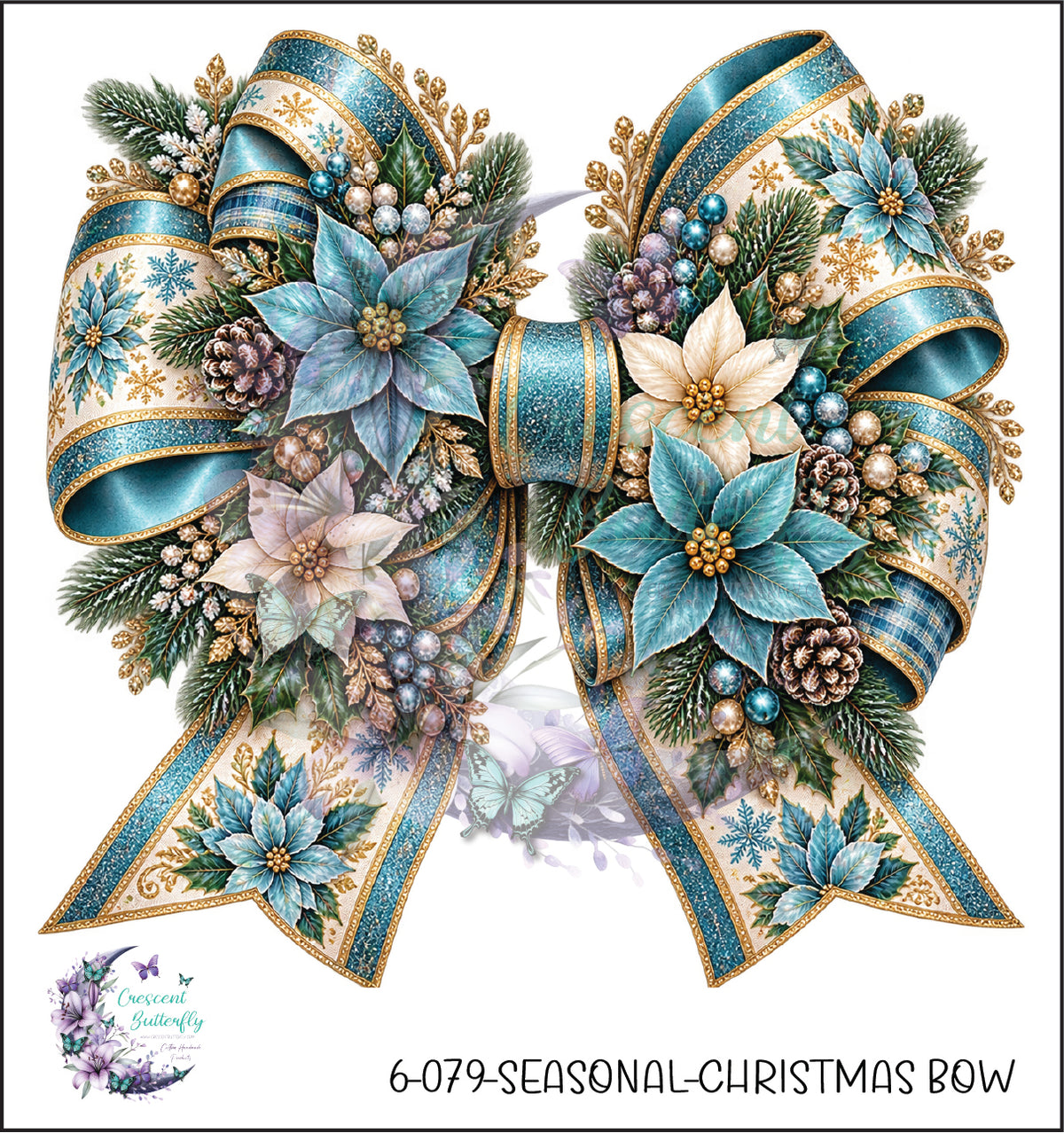 6-079-Seasonal-Christmas Bow UV DTF Decal