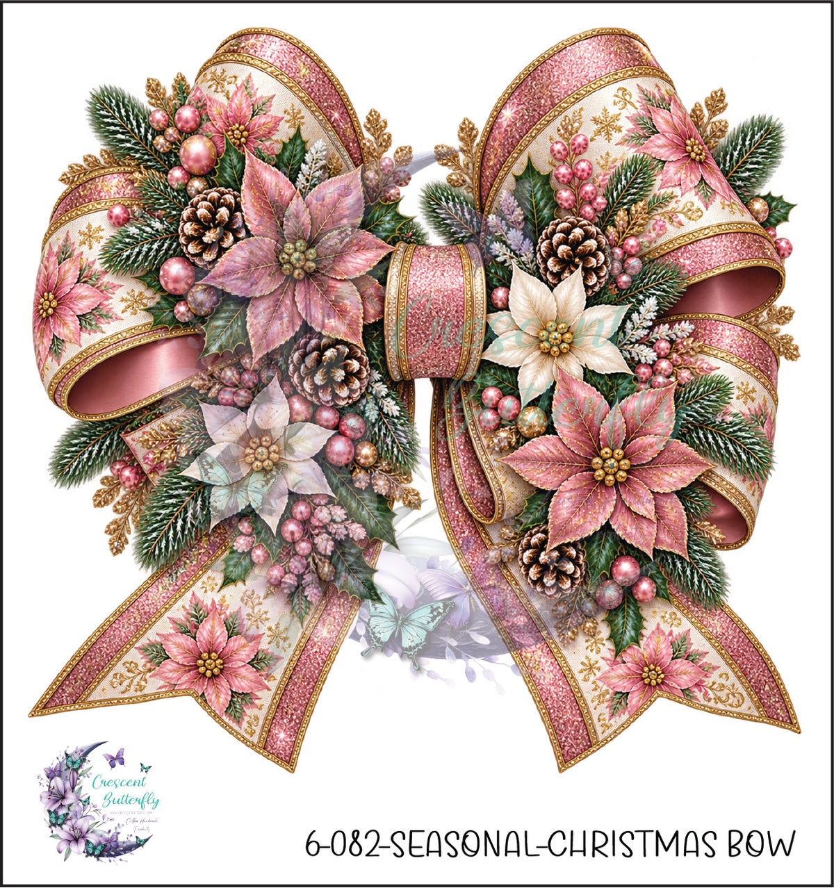 6-082-Seasonal-Christmas Bow UV DTF Decal