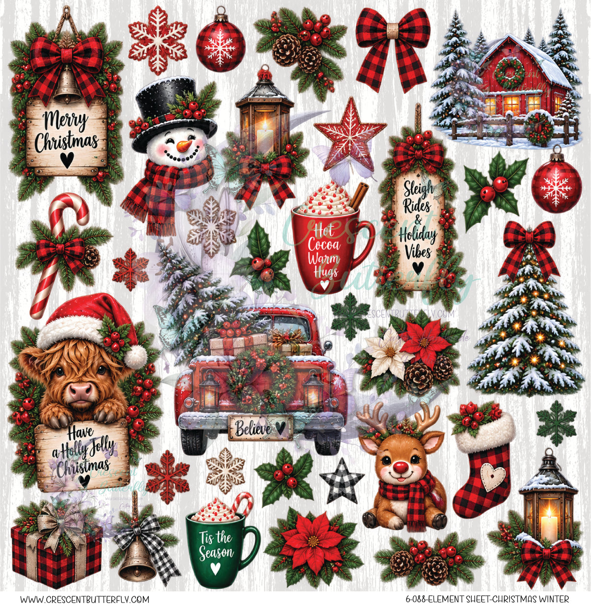 6-088-Element Sheet-Christmas Winter UV DTF