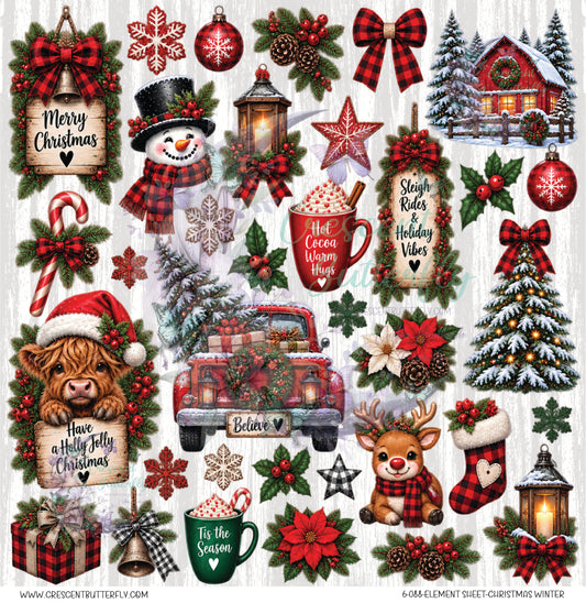 6-088-Element Sheet-Christmas Winter UV DTF