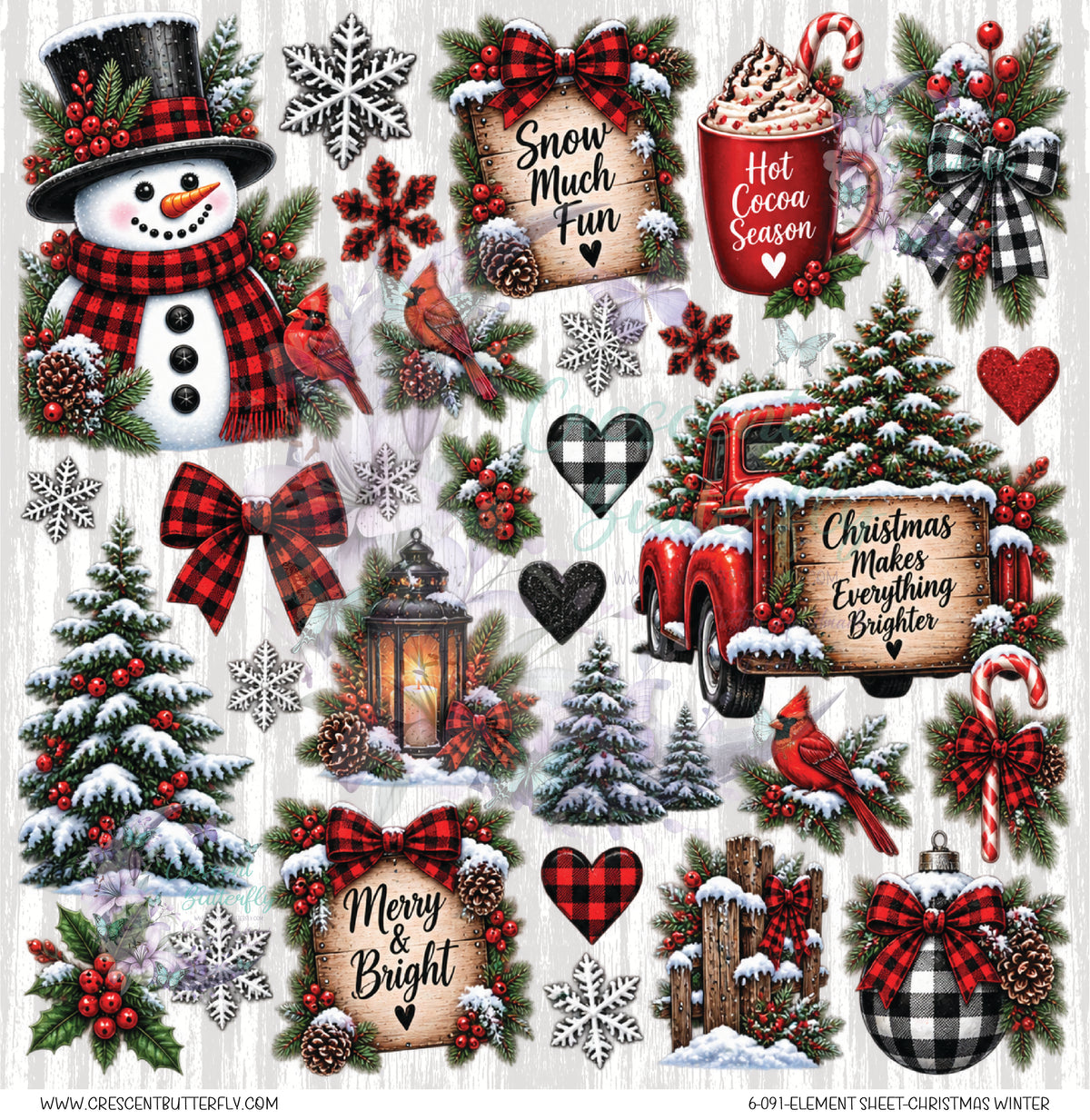 6-091-Element Sheet-Christmas Winter UV DTF