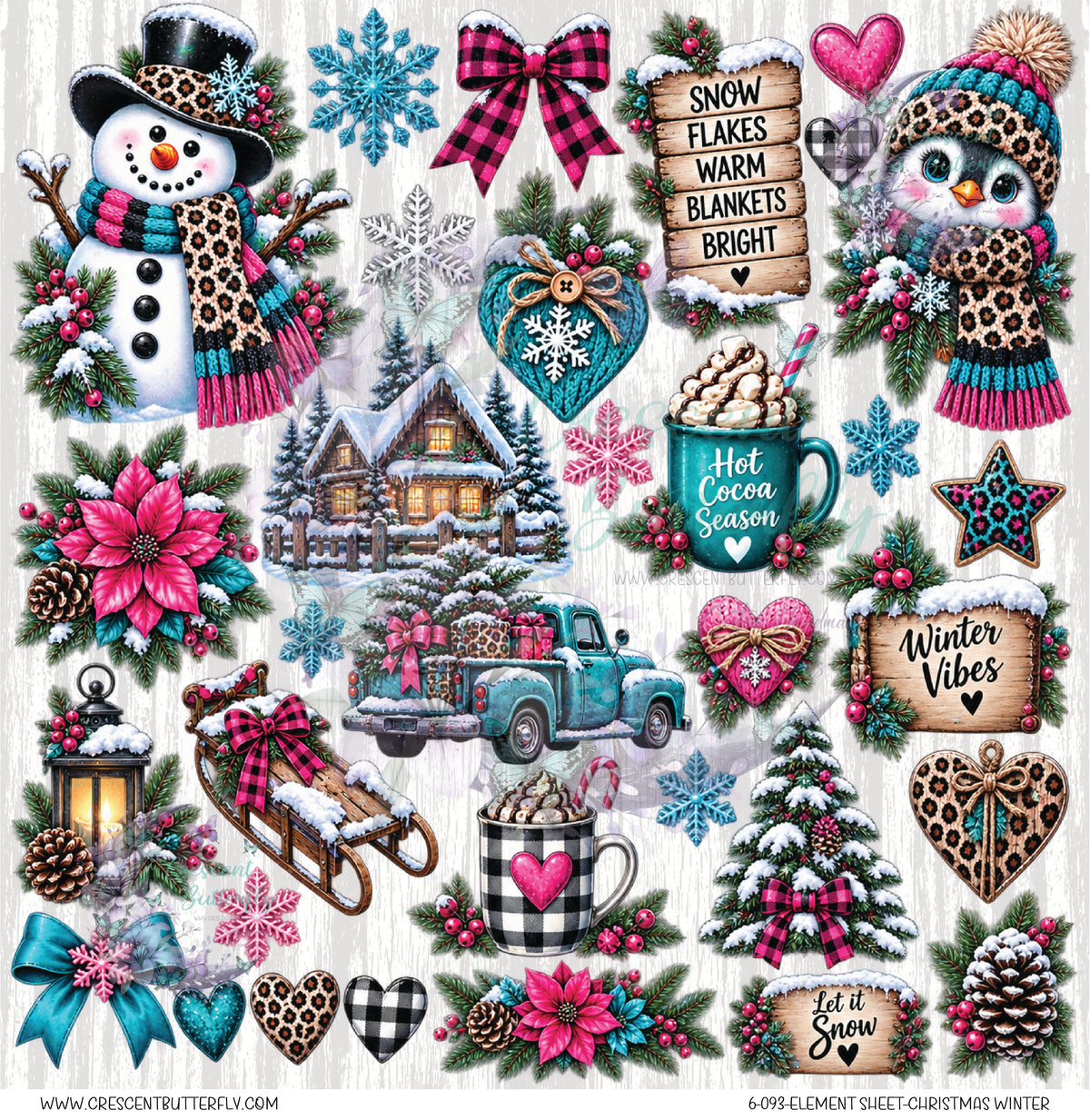 6-093-Element Sheet-Christmas Winter UV DTF