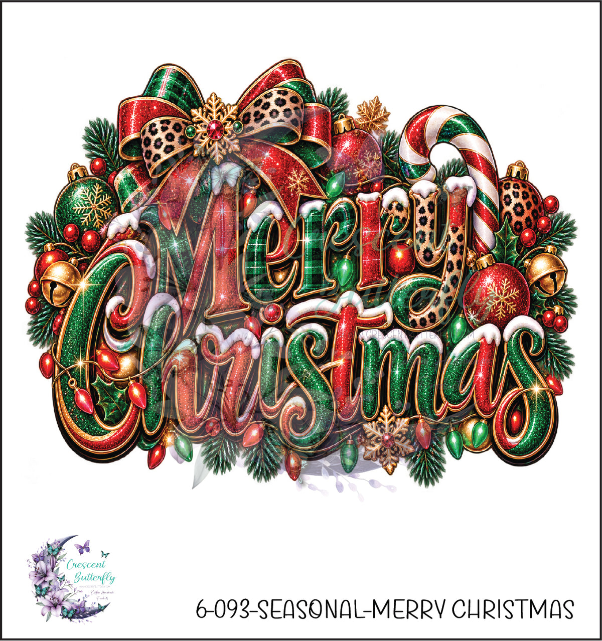 6-093-Seasonal-Merry Christmas UV DTF Decal