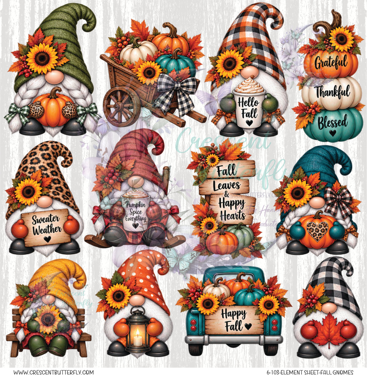 6-103-Element Sheet-Fall Gnomes UV DTF