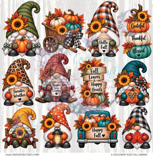 6-103-Element Sheet-Fall Gnomes UV DTF