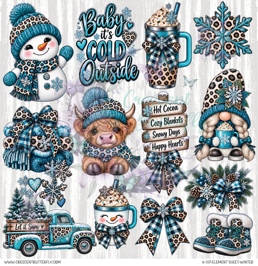 6-107-Element Sheet-Winter UV DTF