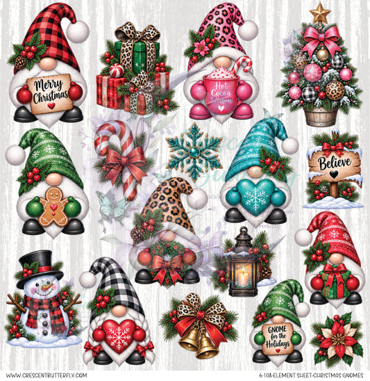 6-108-Element Sheet-Christmas Gnomes UV DTF