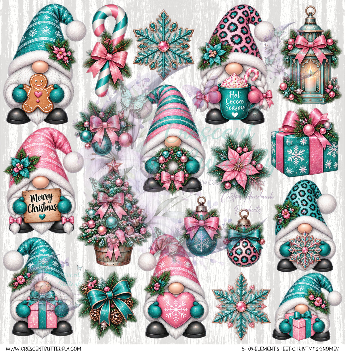 6-109-Element Sheet-Christmas Gnomes UV DTF
