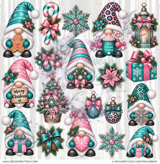 6-109-Element Sheet-Christmas Gnomes UV DTF