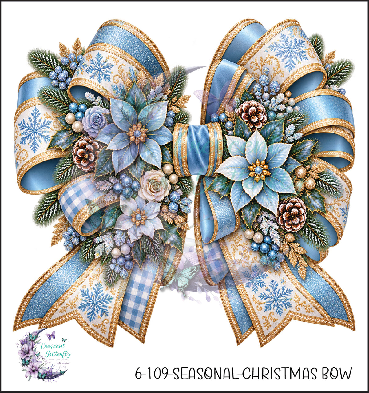 6-109-Seasonal-Christmas Bow UV DTF Decal