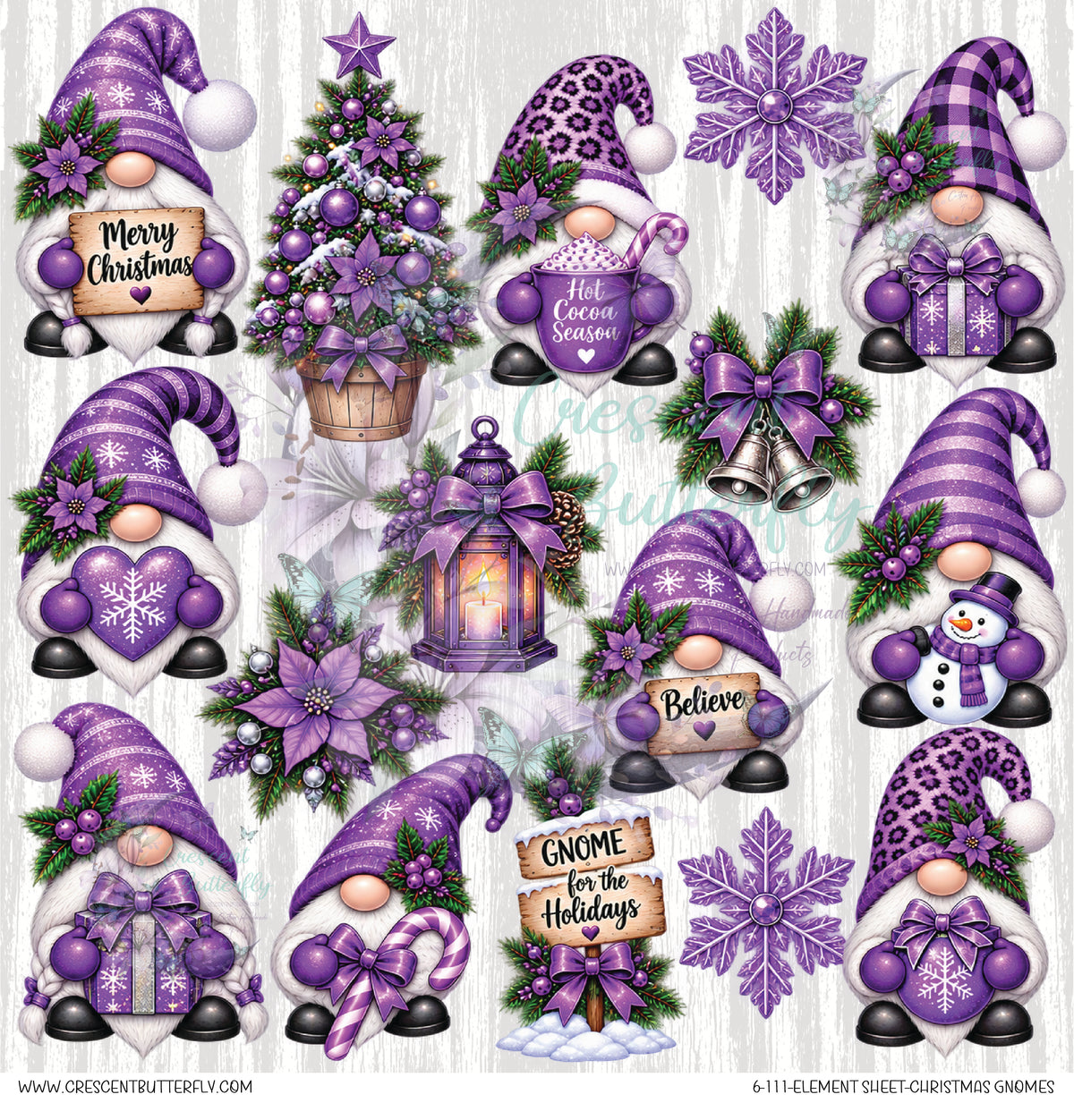 6-111-Element Sheet-Christmas Gnomes UV DTF