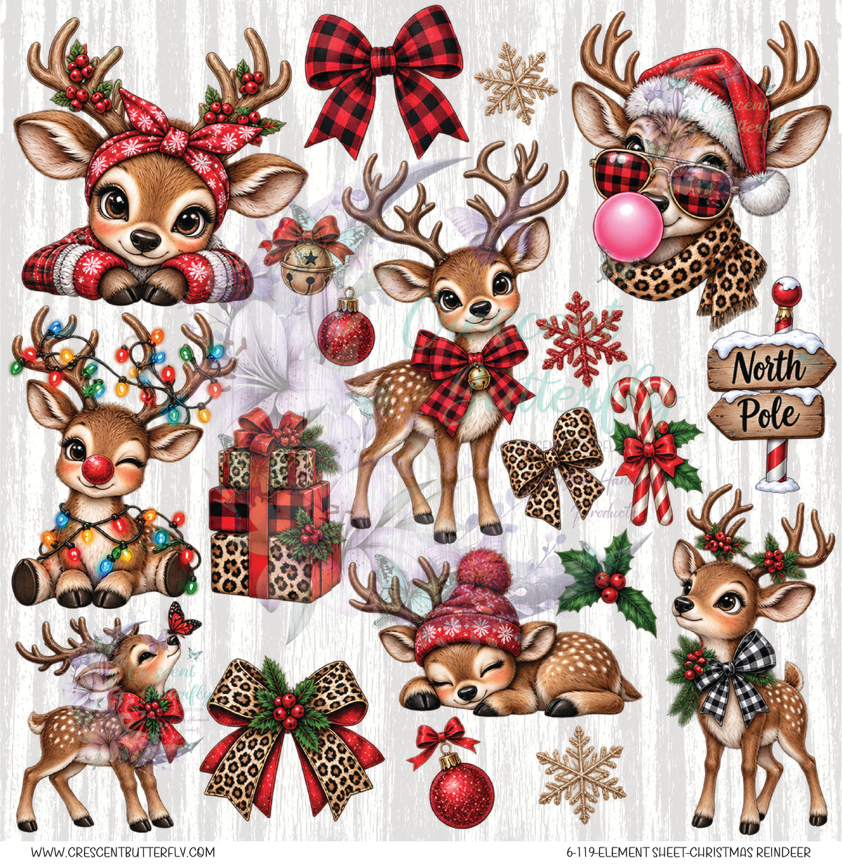 6-119-Element Sheet-Christmas Reindeer UV DTF