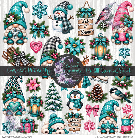 6-128-Element Sheet-Christmas Gnomes UV DTF