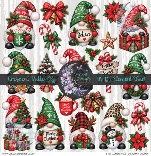 6-129-Element Sheet-Christmas Gnomes UV DTF