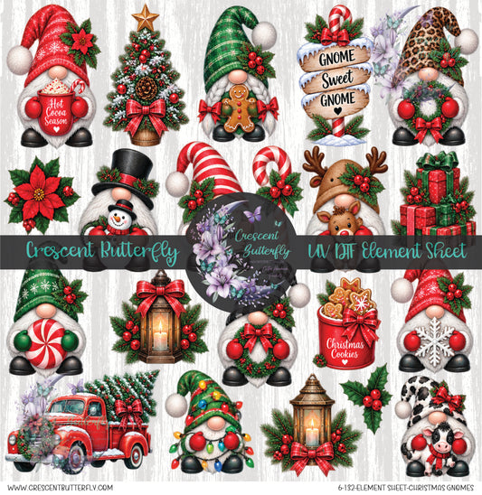 6-132-Element Sheet-Christmas Gnomes UV DTF