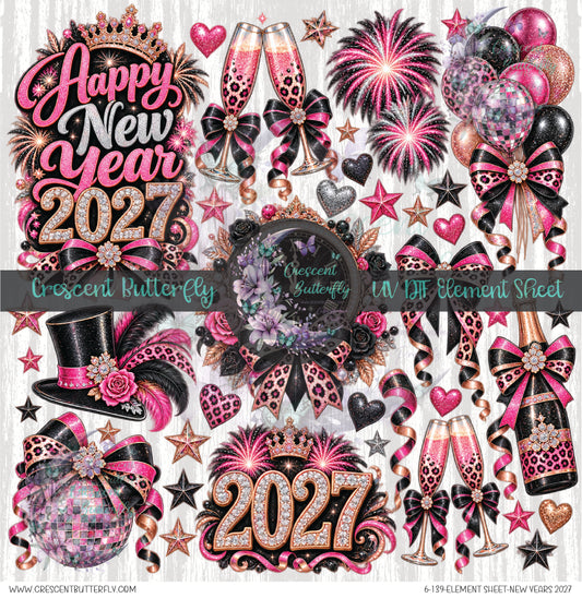6-139-Element Sheet-New Years 2027 UV DTF