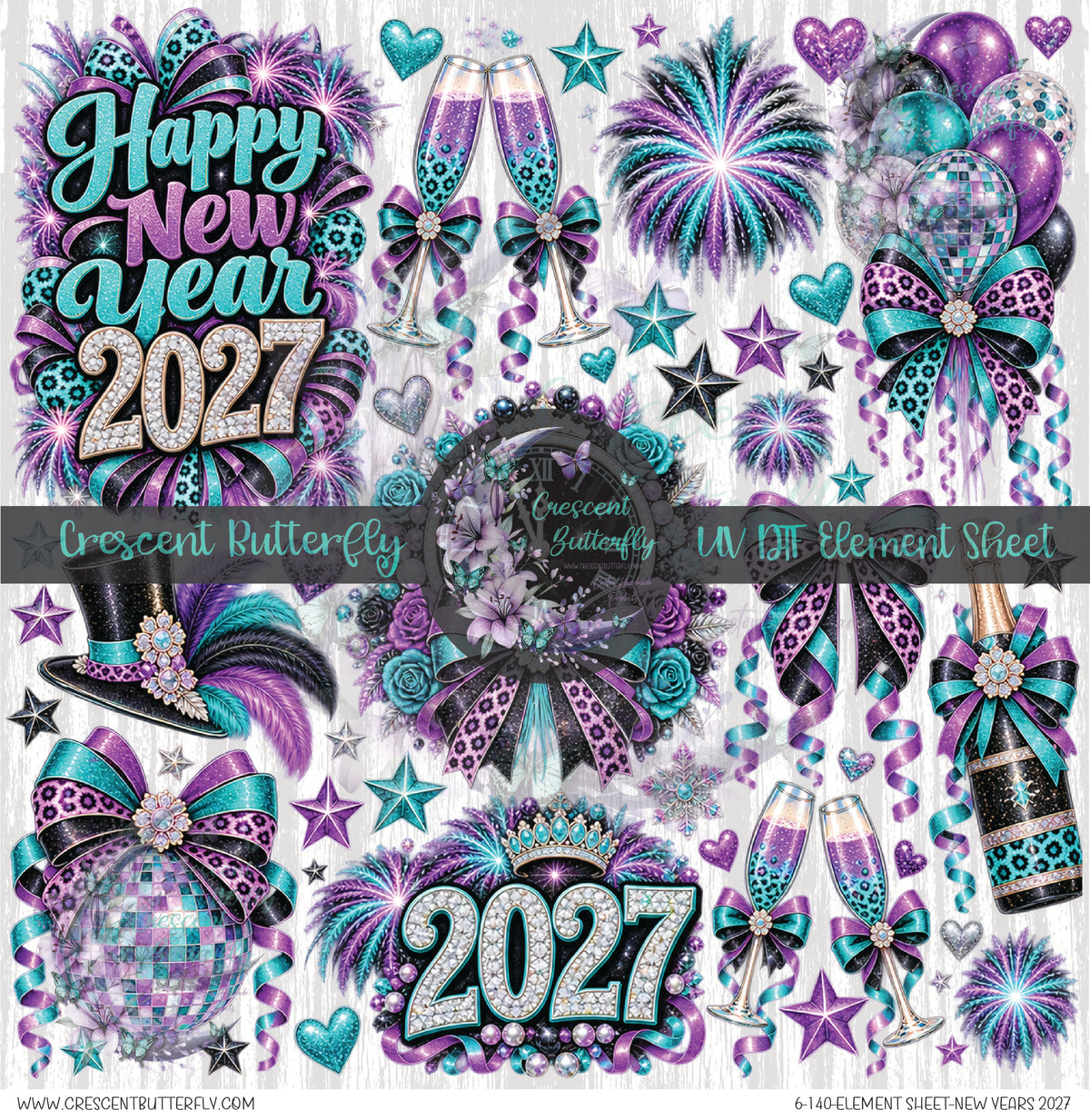 6-140-Element Sheet-New Years 2027 UV DTF