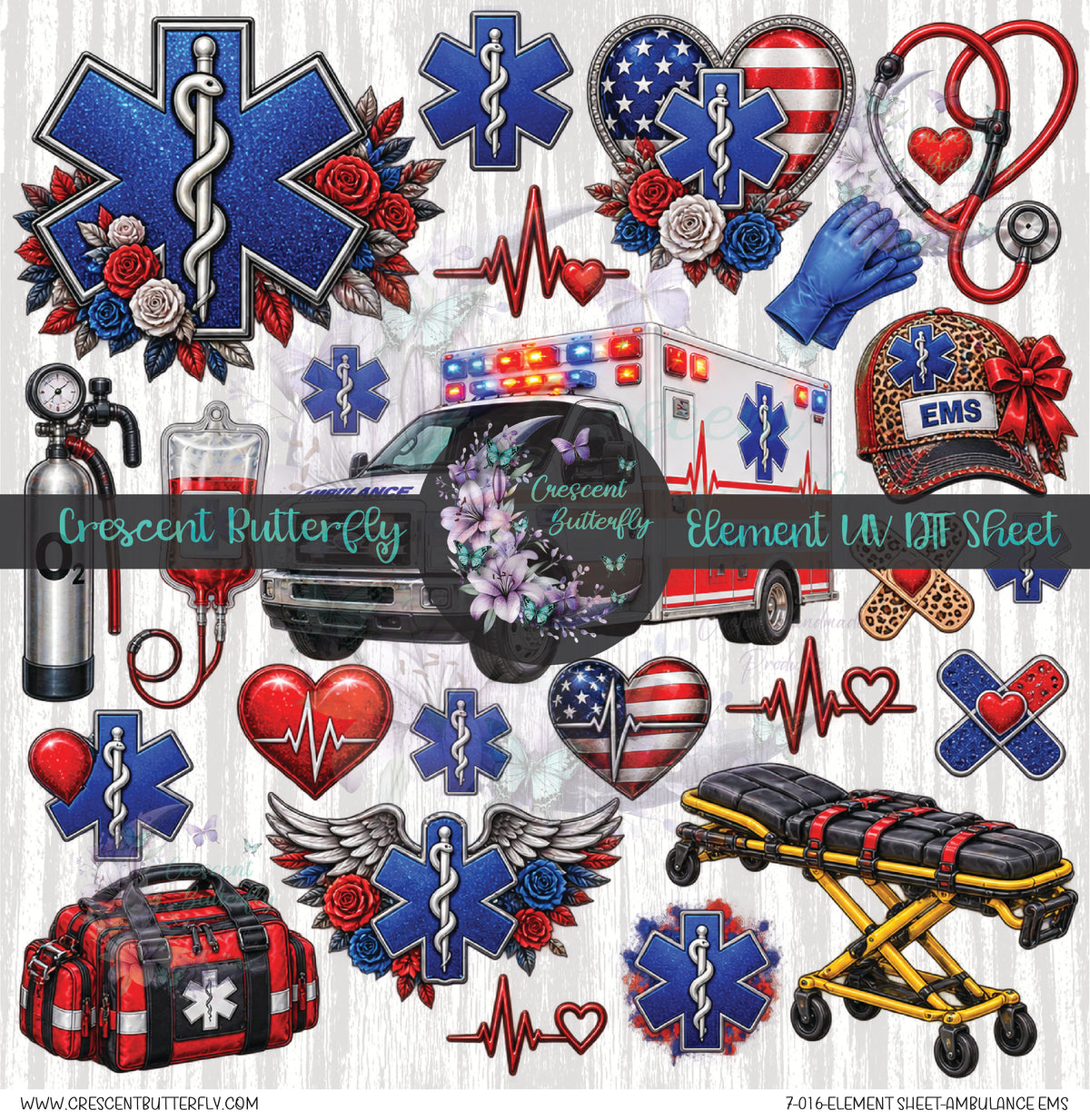 7-016-Element Sheet-Ambulance EMS UV DTF