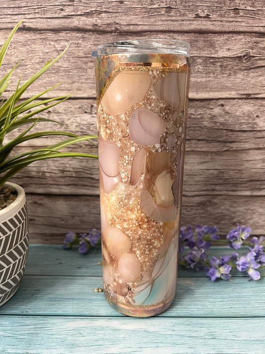 Beige Glitter Handmade Custom Epoxy Tumbler