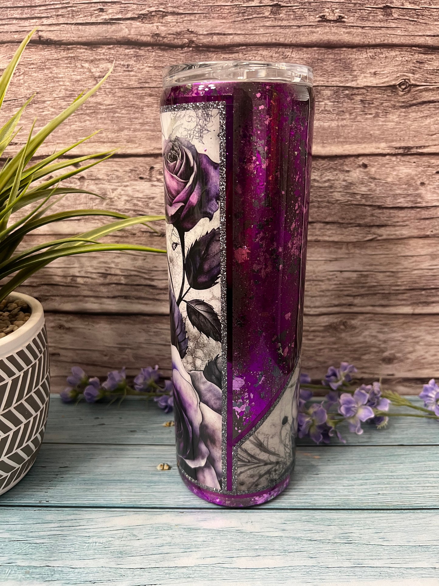 Webs and Roses Handmade Custom Epoxy Tumbler