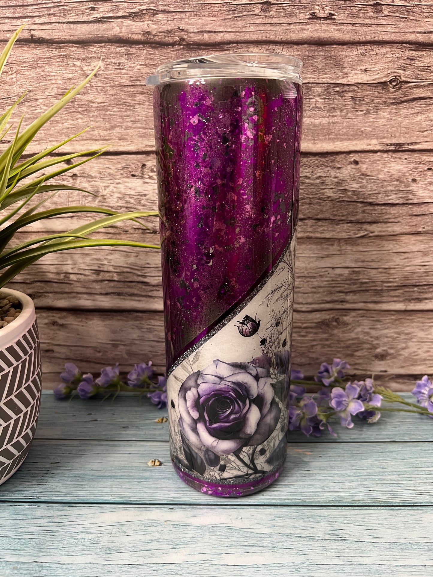 Webs and Roses Handmade Custom Epoxy Tumbler