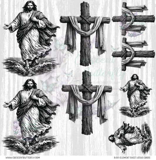 8-001-Element Sheet-Jesus Cross UV DTF