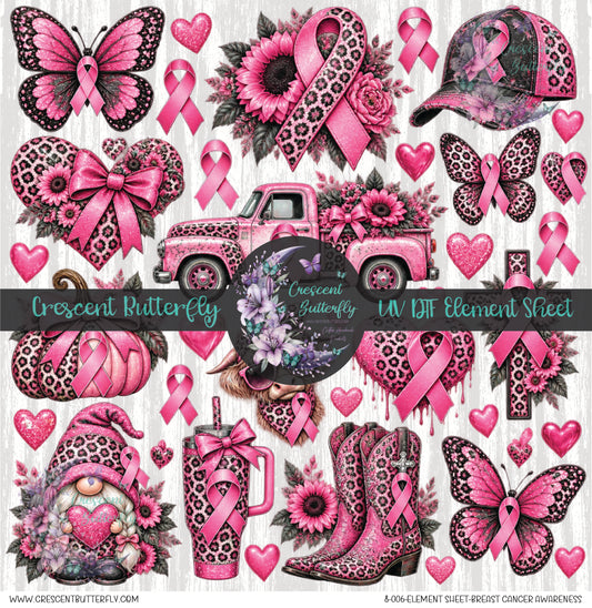 8-006-Element Sheet-Breast Cancer Awareness UV DTF