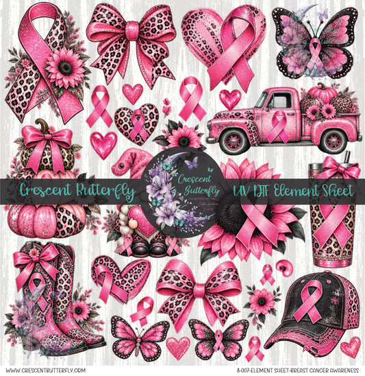 8-007-Element Sheet-Breast Cancer Awareness UV DTF
