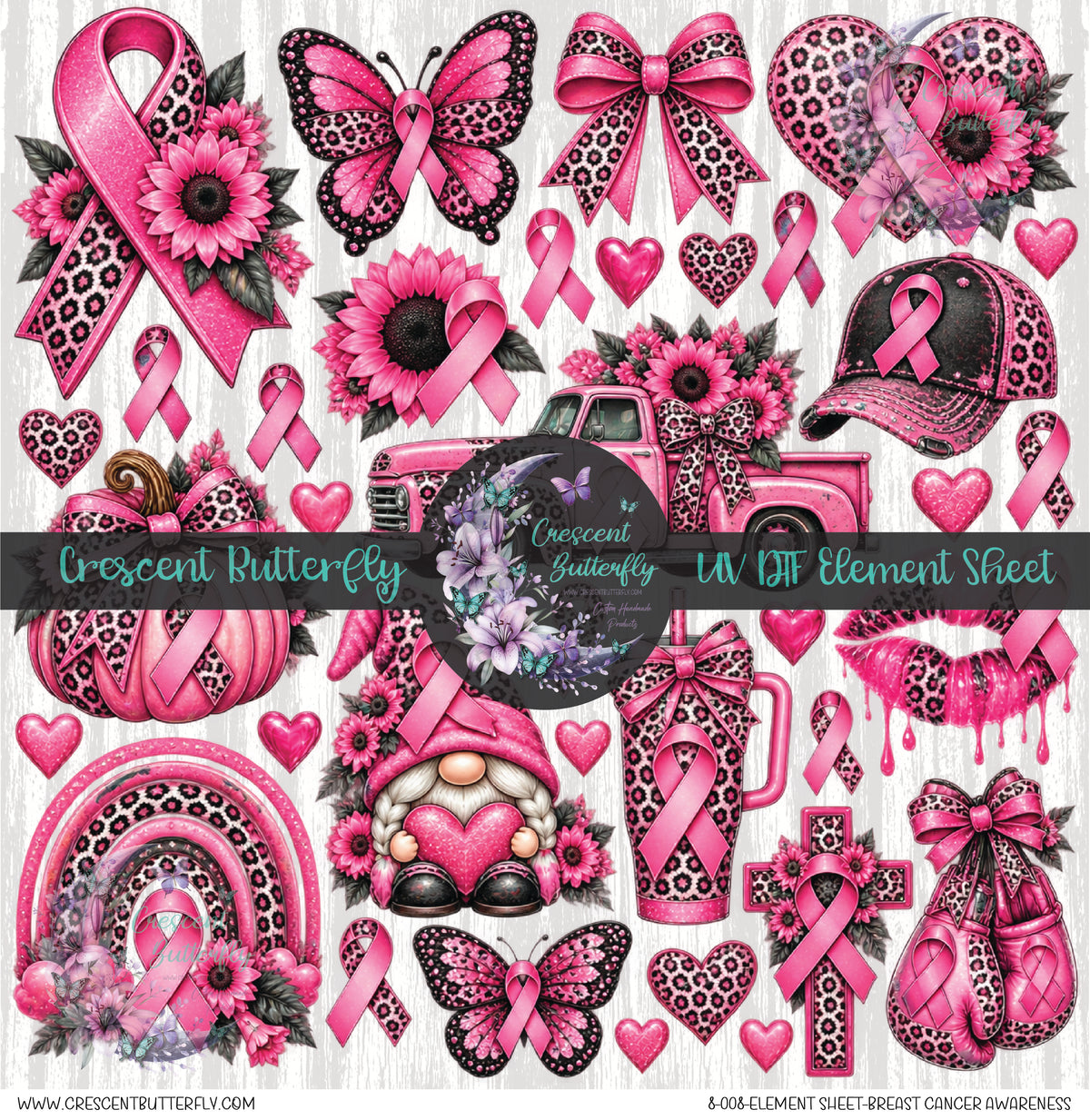 8-008-Element Sheet-Breast Cancer Awareness UV DTF