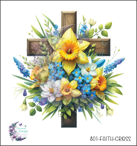 801-Faith-Cross UV DTF Decal