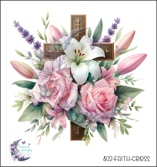 802-Faith-Cross UV DTF Decal