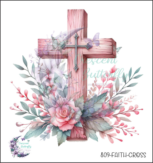 809-Faith-Cross UV DTF Decal