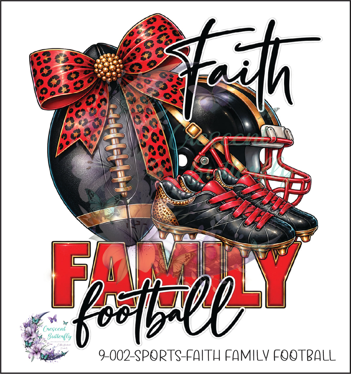 9-002-Sports-Faith Family Football UV DTF Decal