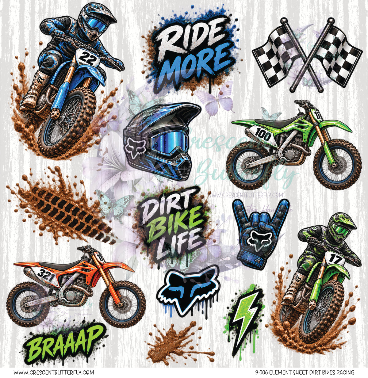 9-006-Element Sheet-Dirt Bikes Racing UV DTF