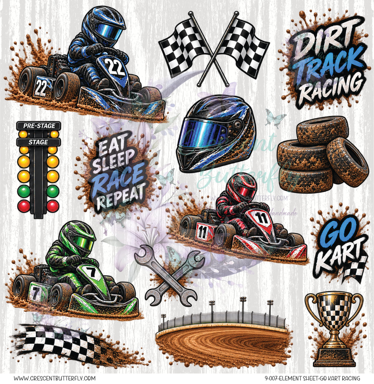 9-007-Element Sheet-Go Kart Racing UV DTF