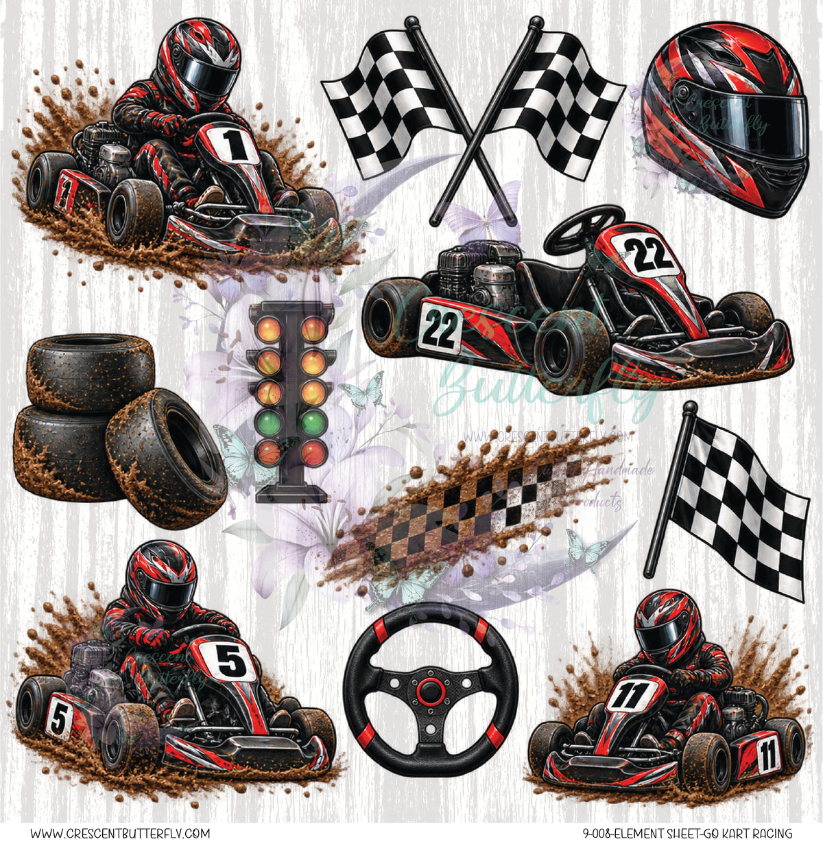 9-008-Element Sheet-Go Kart Racing UV DTF