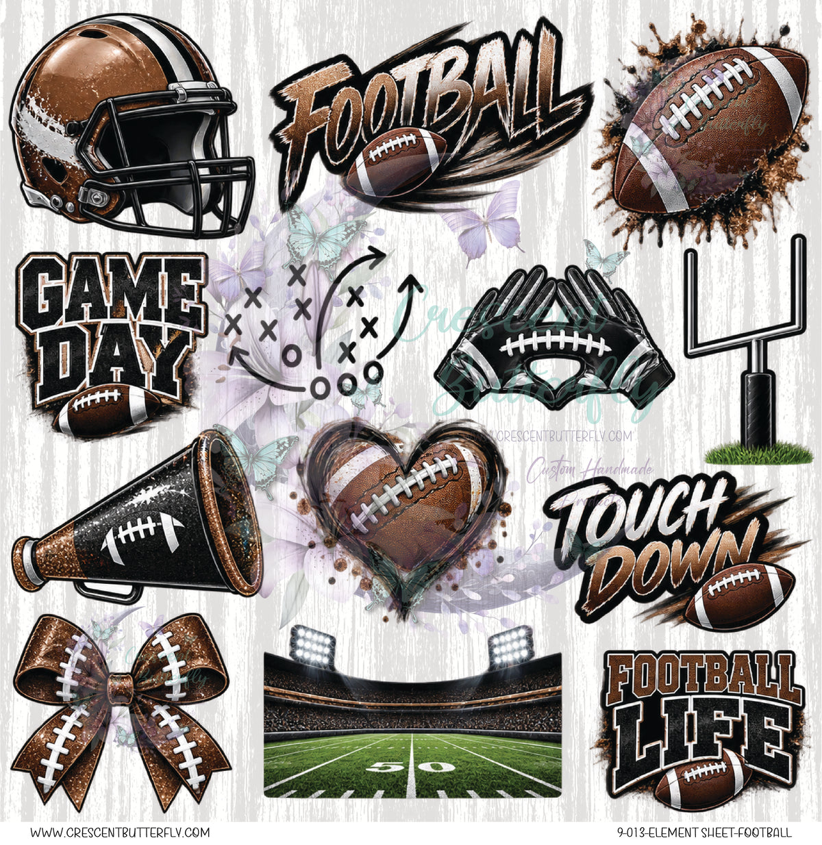 9-013-Element Sheet-Football UV DTF